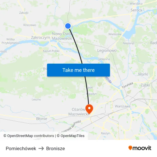 Pomiechówek to Bronisze map