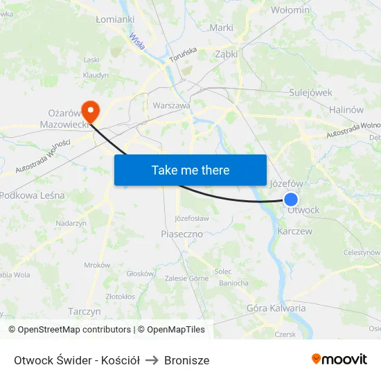 Otwock Świder - Kościół to Bronisze map