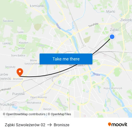 Ząbki Szwoleżerów 02 to Bronisze map