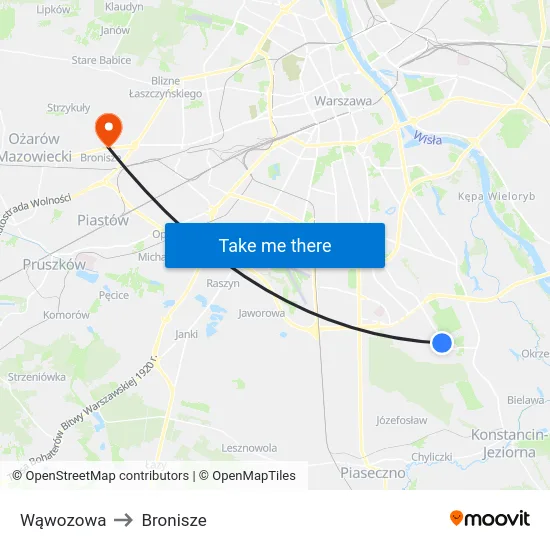 Wąwozowa to Bronisze map