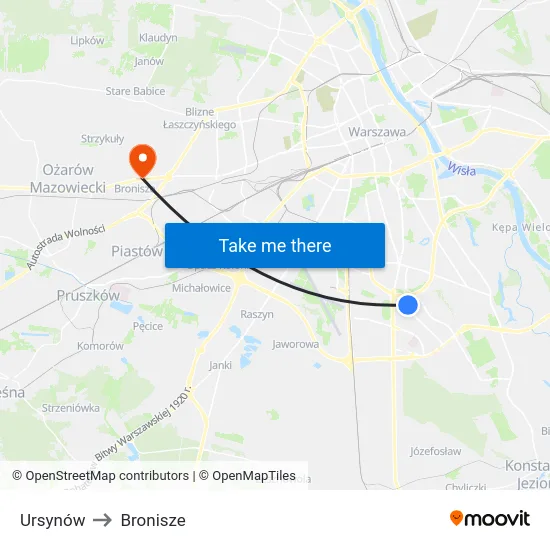 Ursynów to Bronisze map