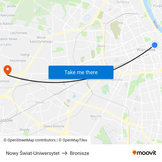 Nowy Świat-Uniwersytet to Bronisze map