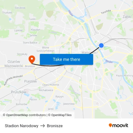Stadion Narodowy to Bronisze map