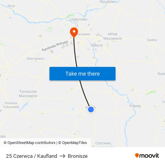 25 Czerwca / Kaufland to Bronisze map