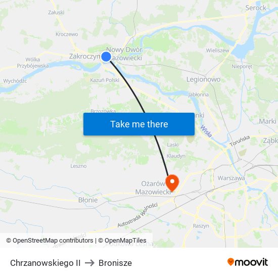 Chrzanowskiego II to Bronisze map