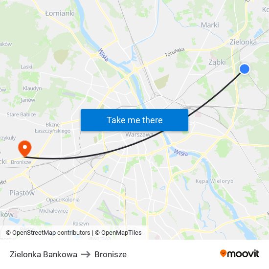 Zielonka Bankowa to Bronisze map