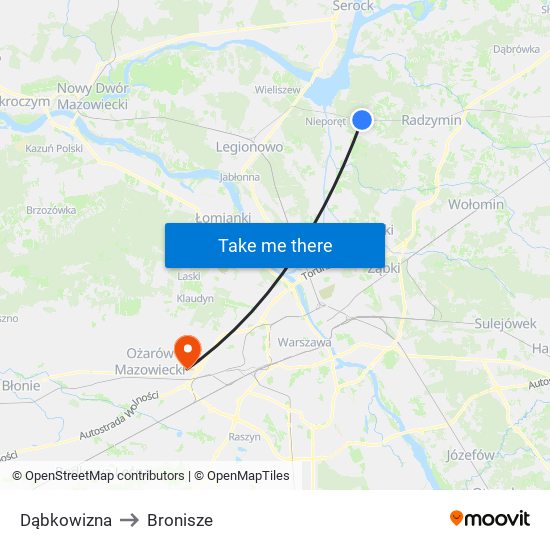 Dąbkowizna to Bronisze map