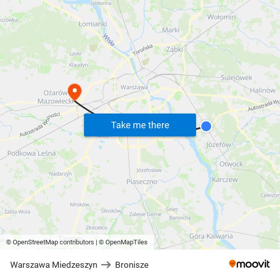 Warszawa Miedzeszyn to Bronisze map