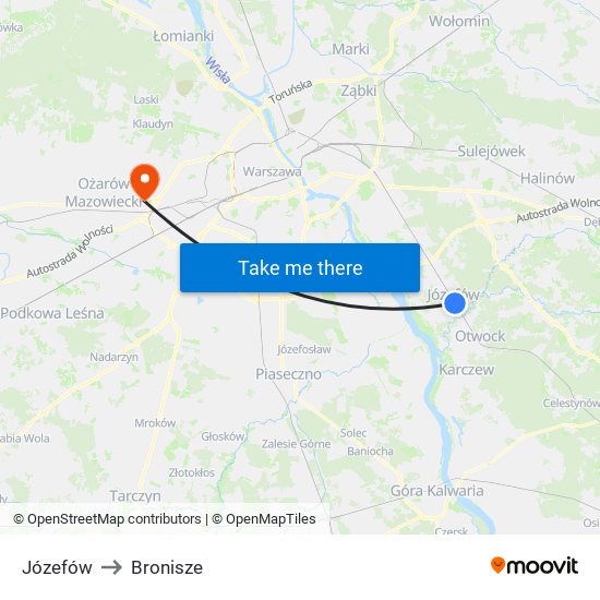 Józefów to Bronisze map