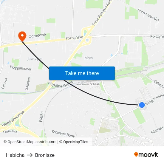 Habicha to Bronisze map