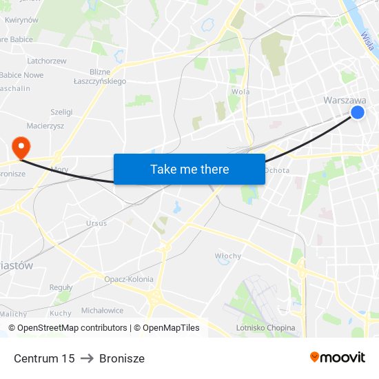 Centrum 15 to Bronisze map