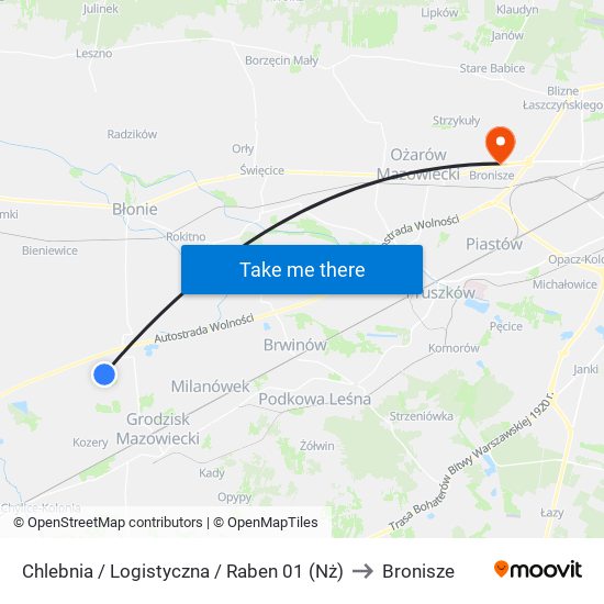 Chlebnia / Logistyczna / Raben (Nż) to Bronisze map