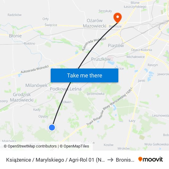 Książenice / Marylskiego / Agri-Rol (Nż) to Bronisze map