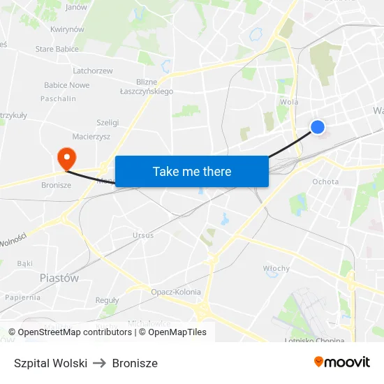 Szpital Wolski to Bronisze map
