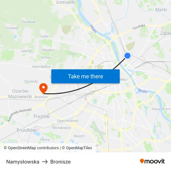 Namysłowska to Bronisze map