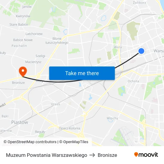 Muzeum Powstania Warszawskiego to Bronisze map
