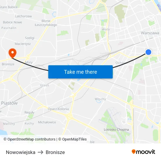 Nowowiejska to Bronisze map