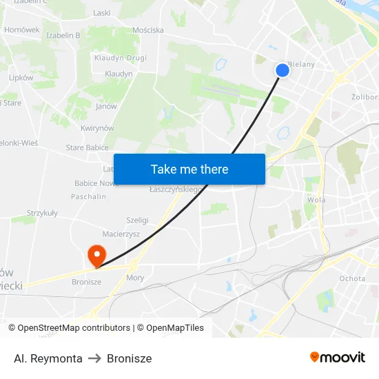 Al. Reymonta to Bronisze map