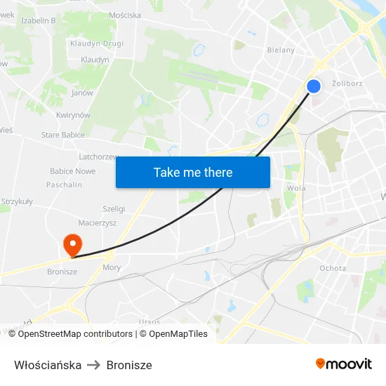Włościańska to Bronisze map
