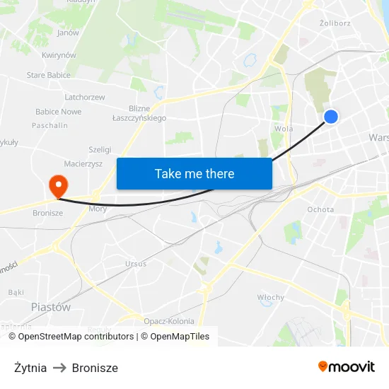 Żytnia to Bronisze map