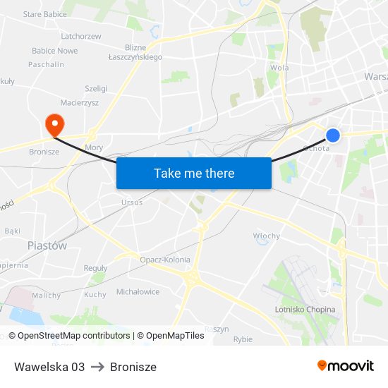 Wawelska 03 to Bronisze map