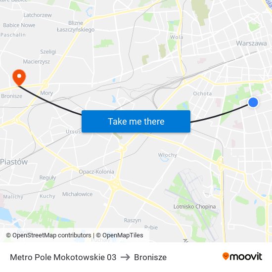 Metro Pole Mokotowskie 03 to Bronisze map