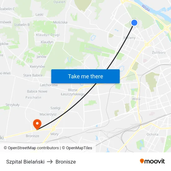 Szpital Bielański to Bronisze map