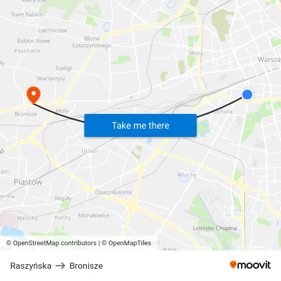 Raszyńska to Bronisze map