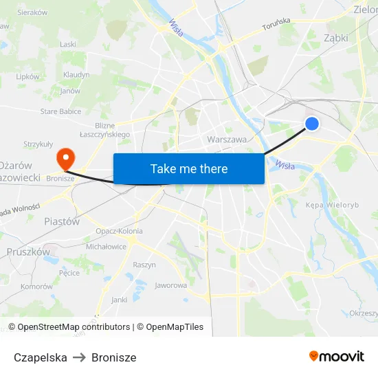 Czapelska to Bronisze map