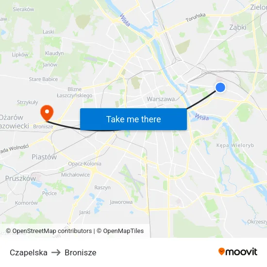 Czapelska to Bronisze map
