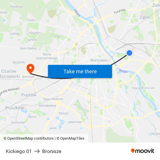 Kickiego 01 to Bronisze map