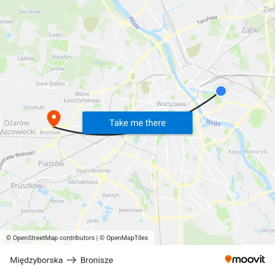 Międzyborska to Bronisze map