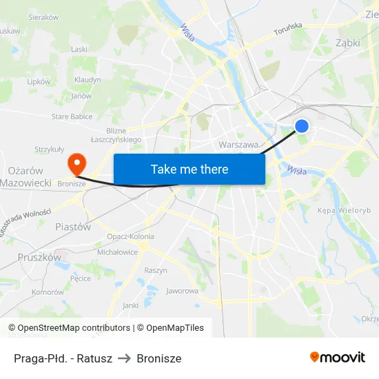 Praga-Płd. - Ratusz to Bronisze map