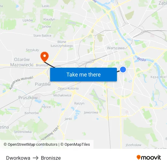 Dworkowa to Bronisze map