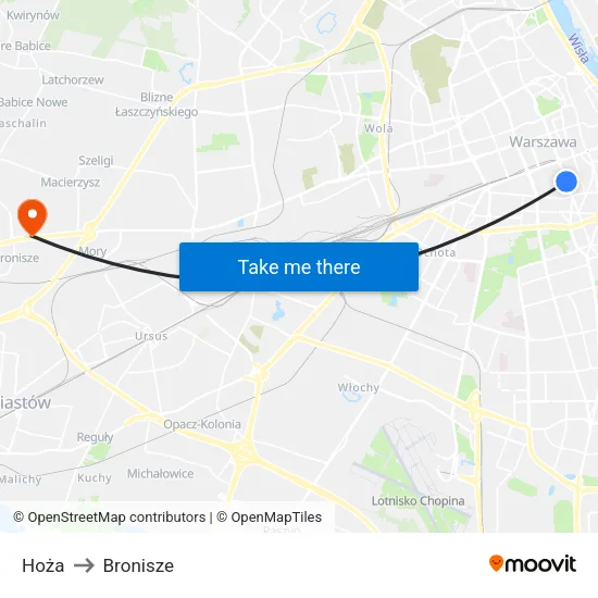 Hoża to Bronisze map