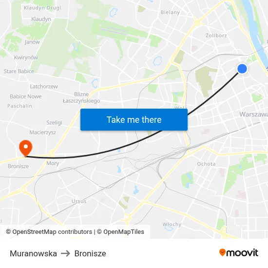 Muranowska to Bronisze map