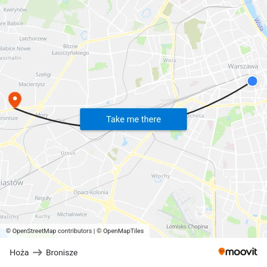 Hoża to Bronisze map