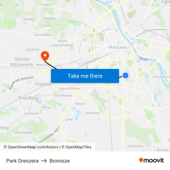 Park Dreszera to Bronisze map