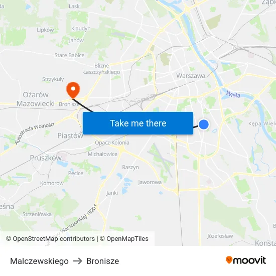 Malczewskiego to Bronisze map