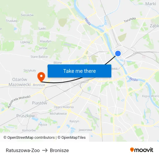 Ratuszowa - Zoo to Bronisze map