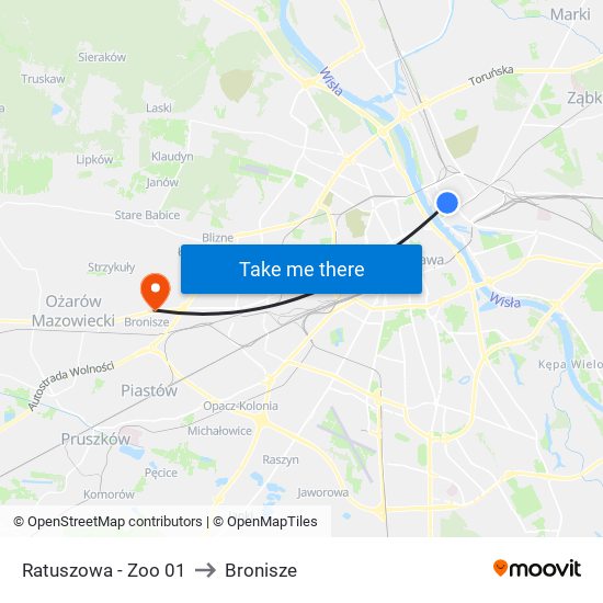 Ratuszowa - Zoo 01 to Bronisze map