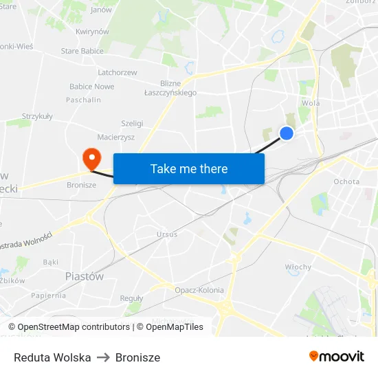 Reduta Wolska to Bronisze map