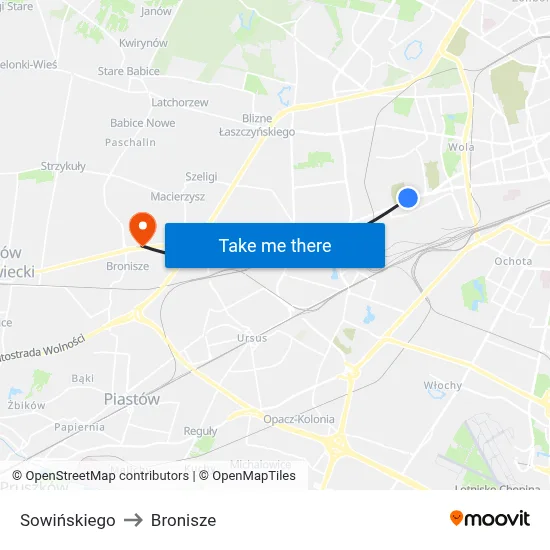 Sowińskiego to Bronisze map