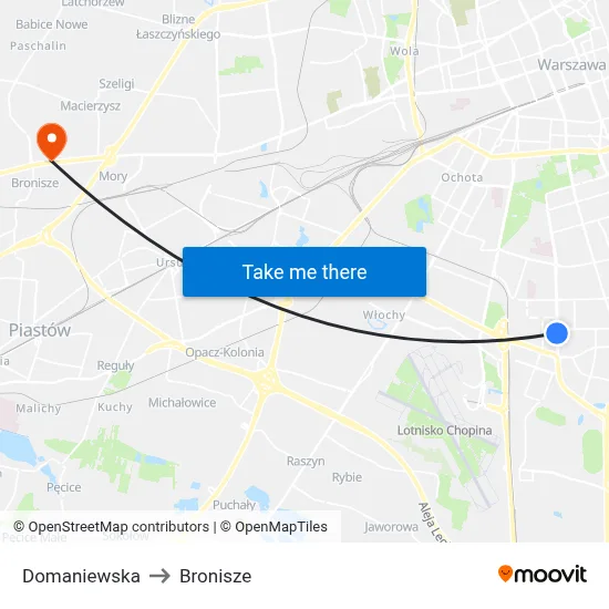 Domaniewska to Bronisze map