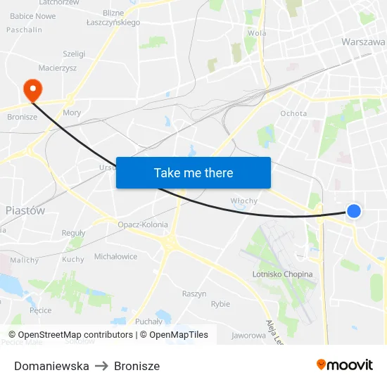 Domaniewska to Bronisze map