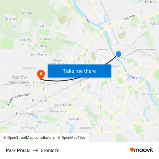 Park Praski to Bronisze map