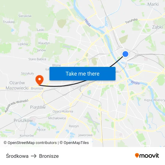 Środkowa to Bronisze map