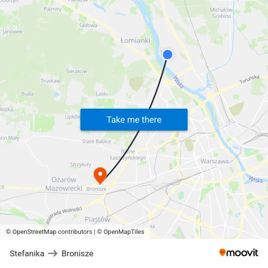 Stefanika to Bronisze map