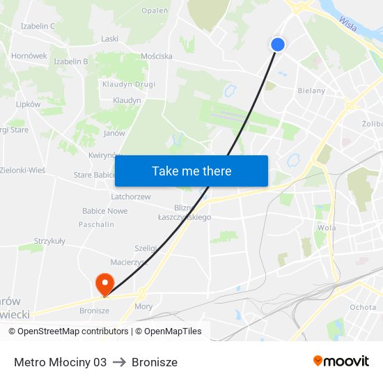 Metro Młociny 03 to Bronisze map