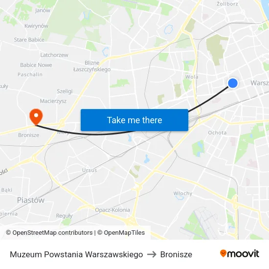 Muzeum Powstania Warszawskiego to Bronisze map